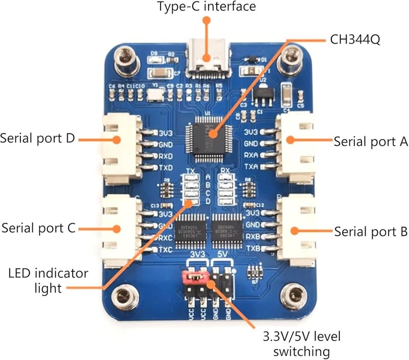 4 Port Serial Expansion Board Module 6Mbps Baud Rate 3 3V 5V Voltage Multiple Systems - Image 4